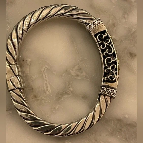 Silpada Rare Sterling Silver & 14k Yellow Gold Bangle Bracelet - Picture 5 of 10